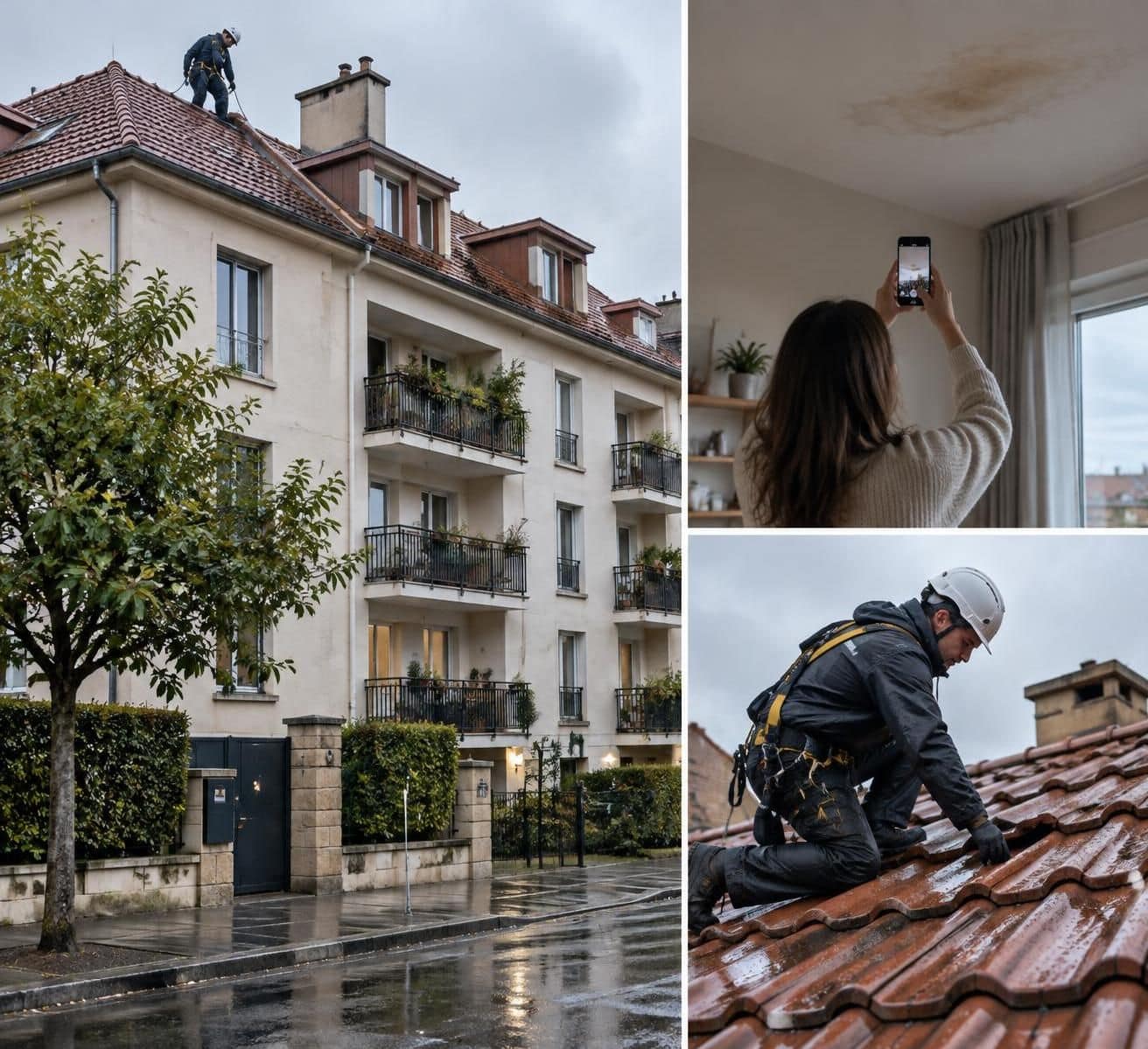 infiltration par une toiture commune : découvrez qui doit déclarer le sinistre, quelles assurances prévenir et les démarches à suivre en copropriété.